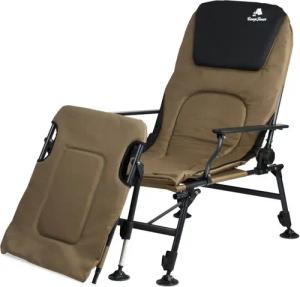 CampFeuer Angelstuhl 2in1 Angelstuhl, Olivgrün/Schwarz, Höhenverstellbare Angelliege