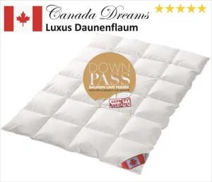 Canada Daunenbettdecke Canada Dreams Luxus Ganzjahres Daunendecke Wärmegrad 3, Füllung: 90% Daunen/10% Kleinstfedern Klasse 1, Bezug: 100% Baumwolle, Qualität Klasse 1, Lieferung direkt vom Bettenfachgeschäft