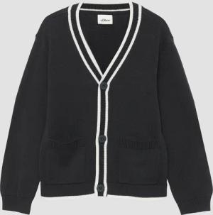 Cardigan mit Kontraststreifen und aufgesetzten Taschen