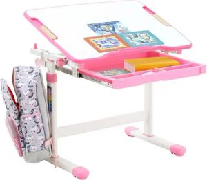 CARO-Möbel Kinderschreibtisch VITA, Kinderzimmer Schreibtisch neigbar Schublade & Rucksackhalterung rosa