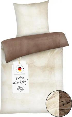 Carpe Sonno Bettwäsche Cashmere-Touch Bettwäsche 155x220 cm aus 100% Polyester, Microfaser-Fleece, 2 teilig, Warme kuschelige einfarbige Bettwäsche Dunkelgrau Grün