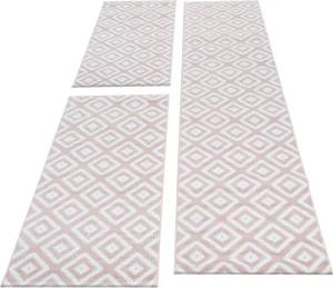 Carpettex Kurzflor-Bettumrandung Geometrisch Design, Höhe 6 mm, (Bett-Set, 3-tlg., Bettvorlage), Schlafzimmer Teppich Bettumrandung Läufer Set 3 teilig