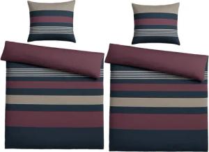 Casa Colori Bettwäsche Kuschelige Flanell Bettwäsche 135x200cm gestreift, Biber, 4 teilig, 100% Baumwolle