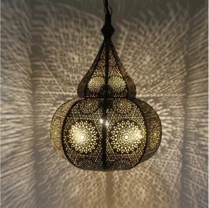 Casa Moro Deckenleuchten Orientalische Lampe Taza Schwarz Hängeleuchte mit Baldachin & Kette, ohne Leuchtmittel, Pendelleuchte Ramadan Lampe Deko LN3010