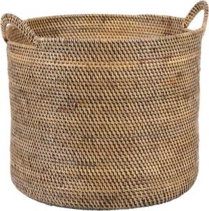 Casa Moro Flechtkorb Rattan Korb ELIE BRAUN Weidenkorb Allzweckkorb (Aufbewahrungskorb mit Griff, Pflanzkorb rund Blumenkorb), Boho Chic Rattankorb Obstkorb