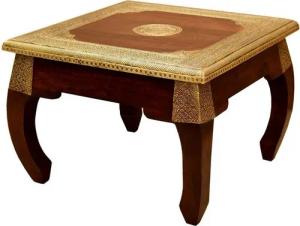 Casa Moro Opiumtisch Couchtisch Beistelltisch Massivholz Messing 38 x 38 cm (Sofatisch Lounge Tisch, 1-St., Sofatisch aus Massivholz & Messing), Boho Chic Couchtisch in Braun Gold MT2241