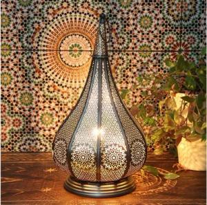 Casa Moro Tischleuchte Orientalische Lampe Monza Silber, schöne Weihnachtsbeleuchtung, ohne Leuchtmittel, Marokkanisches Windlicht IRL620