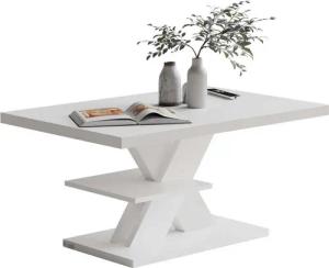 Casaria Couchtisch Detroit, Holz 2 Ablagen 90x60cm Modern Eckig Kratzfest Weiß