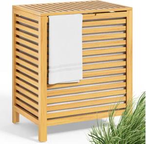 Casaria Wäschekorb (1 St), mit Deckel Holz Bambus Wäschebox Wäschesammler Innensack Abnehmbar 70L