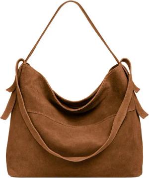 Caspar Schultertasche große Vintage Damen Leder Handtasche - PREMIUM LINE - Modell No.816, 100% italienisches Wildleder, samtig weich, angenehmer Tragekomfort