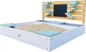 Cato Sandkasten mit Sand- und Wasserbehältern, 100 x 105 cm, Weiß/Grün