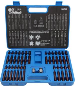 CCLIFE Bit- und Steckschlüsselset Torx Vielzahn Bit Nuss Satz XZN Innen Sechskant Steckschlüsselsatz, Packung