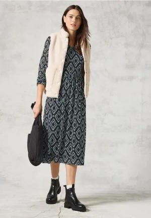 Cecil Damen Bedrucktes Midi-Mesh-Kleid in Grau, Gr: M