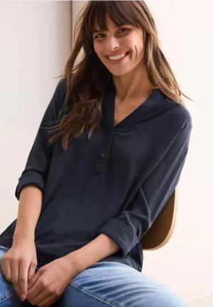 Cecil Damen Bluse in Unifarbe in Blau, Gr: XS