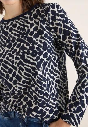 Cecil Damen Gemustertes Langarmshirt in Blau, Gr: S