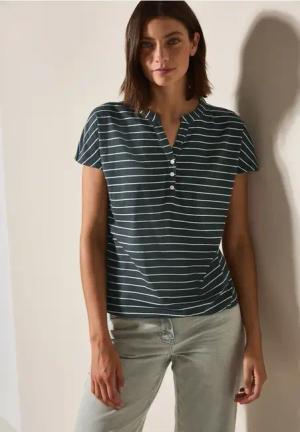 Cecil Damen Gestreiftes Shirt in Grün, Gr: XS