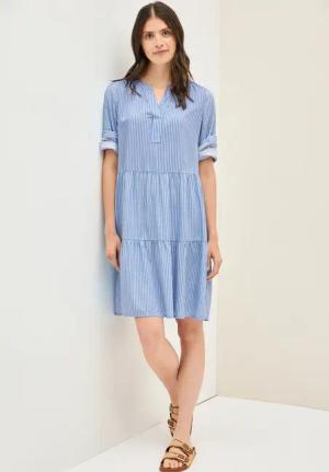 Cecil Damen Gestreiftes Volant-Kleid in Blau, Gr: M