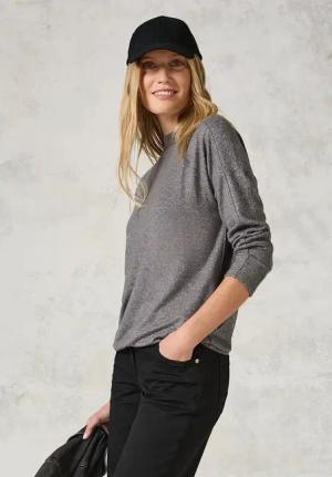 Cecil Damen Langarmshirt mit Glitzer in Grau, Gr: M