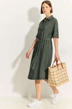 Cecil Damen Midikleid mit Hemdkragen in Grün, Gr: XL