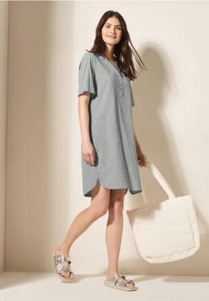 Cecil Damen Seersucker Kleid in Grün, Gr: XXL