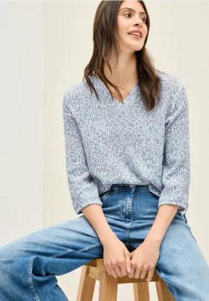 Cecil Damen Strukturbluse in Weiß, Gr: XL