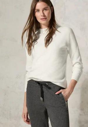Cecil Damen Strukturmix Dolman Pullover in Weiß, Gr: XXL