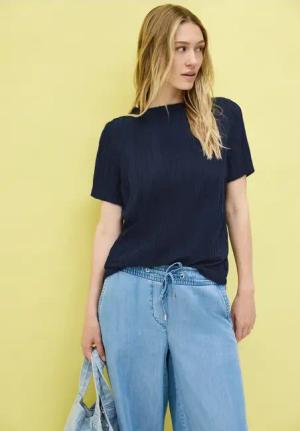 Cecil Damen Strukturshirt in Blau, Gr: XL