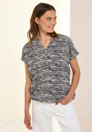 Cecil Damen Tunika mit Zebra Print in Grau, Gr: S