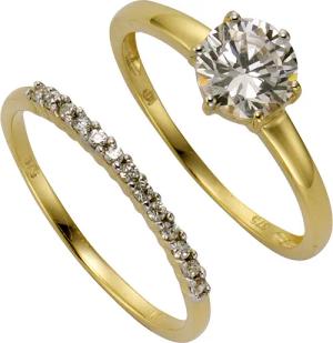 Celesta Gold Ring-Set 375/- Gelbgold Zirkonia