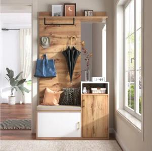 Celya Garderoben-Set Garderoben-Set,mit 4 Kleiderhaken, Spiegel, Schuhschrank, Wandgarderobe, oberes Ablagefach, Flurgarderobe Sitzbank