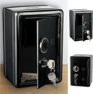 CEPEWA Spardose Spardose Tresor Metall schwarz 12x18x10cm