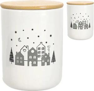 CEPEWA Vorratsdose Vorratsdose 'XMAS' 2er Set Deckel Dolomit Kiefernholz 11x16cm weiß