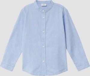 Chambray-Hemd mit Stehkragen im Slim Fit