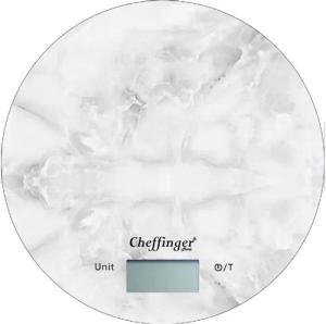 Cheffinger Küchenwaage 5 Kg LCD-Display Küchenwaage Glass Marmor Weiß Design Backwaage Waage