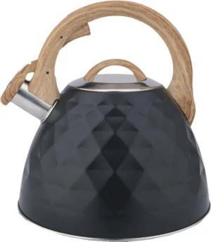 Cheffinger Wasserkessel aus Edelstahl 3L – Flötenkessel für alle Herdarten, Schwarz, (1-tlg)