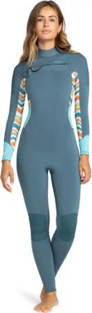 Chest-Zip-Neoprenanzug 4/3MM SWELL SERIES 2023 Blau Frauen