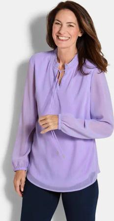 Chiffonbluse mit femininem Ausschnitt - flieder - Gr. 50 von Goldner Fashion