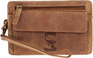 Christian Wippermann Handgelenktasche Herren echt Leder Handgelenktasche Herrenhandtasche, Dokumententasche Tasche Doppelkammer