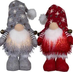 Christmas Paradise Weihnachtsfigur Wichtel mit LED 34cm (56cm) stehend, (Dekofiguren, 2 St., im Set), Weihnachten, rot & grau