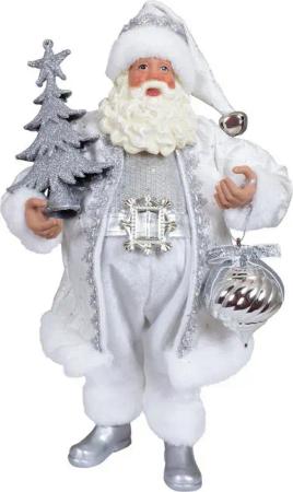 Christmas Paradise Weihnachtsmann Deko Figur 38 cm (Weihnachtsdeko, 1 St., stehend), weiß-silber