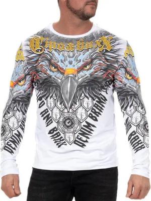 Cipo & Baxx Longsleeve Herren Regular Fit Pullover BA-CL498 White S mit einem Adler Print