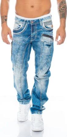 Cipo & Baxx Regular-fit-Jeans Herren Jeans Hose mit stylischen Applikationen Aufwendiges Design mit dicken Nähten