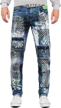 Cipo & Baxx Regular-fit-Jeans Hose BA-CD591 (1-tlg) mit Nieten, Fransen und Destroyed Effekten