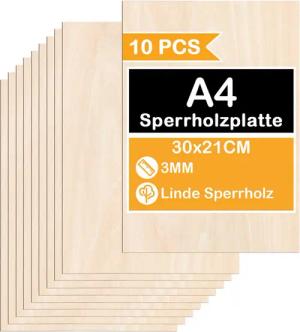 Clanmacy Bastelnaturmaterial Sperrholzplatte Linde 3mm Birkensperrholz Dünne Holz-Zuschnitte,10xA4, (10-tlg)