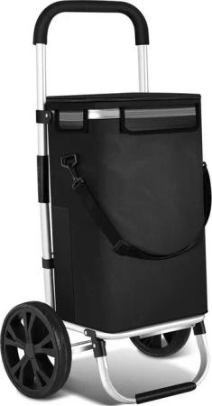 Clanmacy Einkaufstrolley Einkaufswagen klappbar Leicht mit 40L Große Kapazität Thermo Tasche, 40L, klappbar & rollbar, bis 40 kg