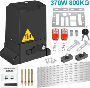 Clanmacy Schiebetorantrieb Torantrieb 370W Toröffner Motor 800kg Schiebetor Antrieb Komplett-Set, mit Gleitschiene, (IP44 wasserdicht, mit 2 orangen Schlüssel und 1 Fernbedienung), Betriebene Türen Eisenwaren
