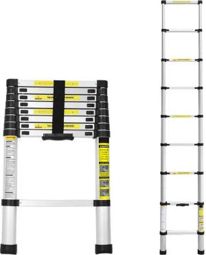 Clanmacy Teleskopleiter Teleskopleiter Stehleiter Mehrzweckleiter Alu 2.6m Anlegeleiter