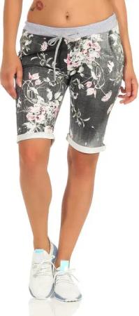 CLEO STYLE Sweatbermudas Sweat Bermuda 9 Schwarz / Blume 1