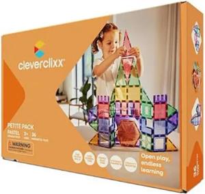 Cleverclixx Cleverclixx Kompakt-Bausatz in Pastellfarben 36 Teile Magnetspielbausteine, Erweiterungsset, langlebiges Magnetspielzeug, robuste Bauweise