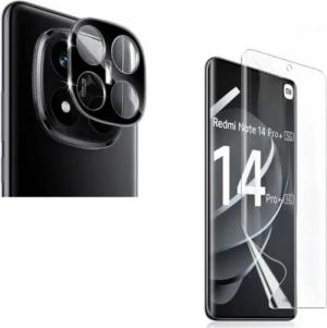 CLM-Tech Displayschutzfolie 1X Schutzfolie für Xiaomi Redmi Note 14 Pro PLUS 5G Kameraschutz 1X für Xiaomi Redmi Note 14 Pro+ 5G, 2er Set Kameraglas aus 9H Glas Displayschutz Folie weich, 2 Stück, Anti-Fingerabdruck und blasenfreie Anbringung